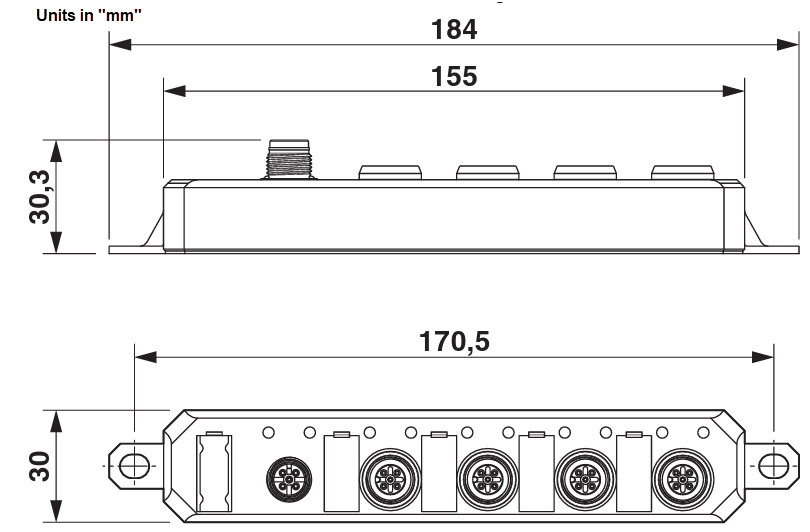机械图纸 - Phoenix Contact Axioline E I/O Link I/O盒